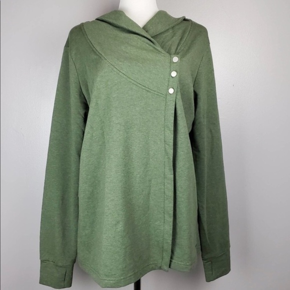 Danskin French Terry Asymmetrical  Collar Jacket Size S Olive